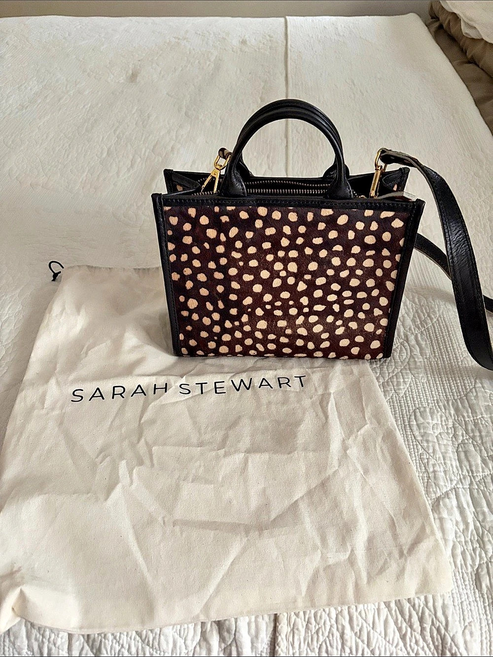 Sarah Stewart The Adeleaide Mini Cowhide Tote Black & Brown Like New